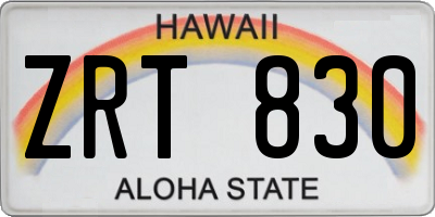 HI license plate ZRT830