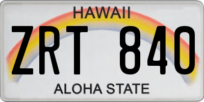HI license plate ZRT840
