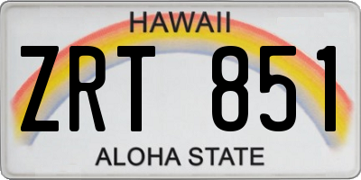 HI license plate ZRT851