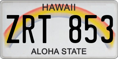HI license plate ZRT853