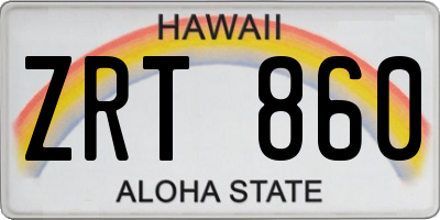 HI license plate ZRT860