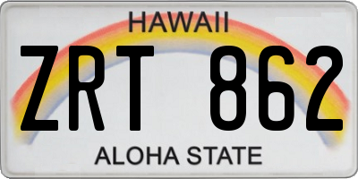 HI license plate ZRT862