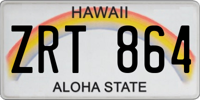 HI license plate ZRT864