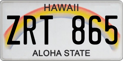 HI license plate ZRT865