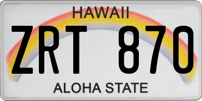 HI license plate ZRT870