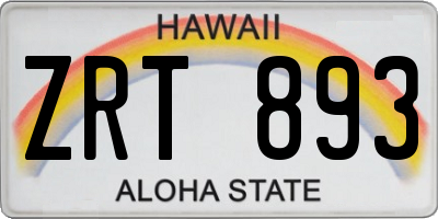 HI license plate ZRT893
