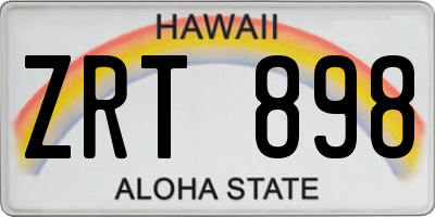 HI license plate ZRT898