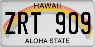 HI license plate ZRT909