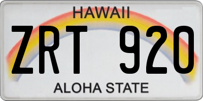 HI license plate ZRT920
