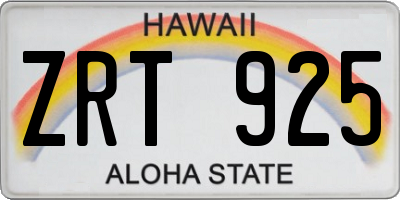 HI license plate ZRT925
