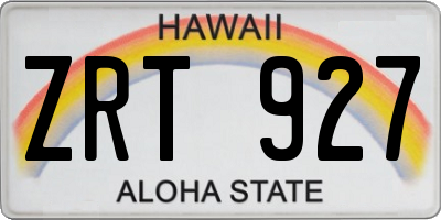 HI license plate ZRT927