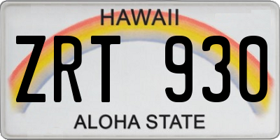 HI license plate ZRT930