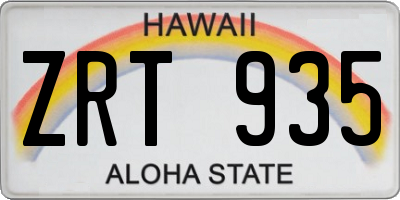 HI license plate ZRT935