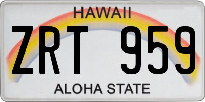 HI license plate ZRT959