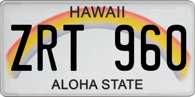 HI license plate ZRT960
