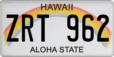 HI license plate ZRT962