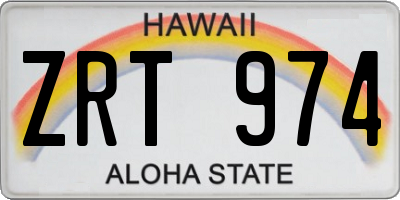 HI license plate ZRT974