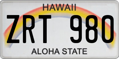 HI license plate ZRT980