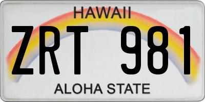 HI license plate ZRT981