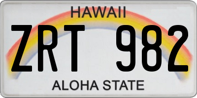 HI license plate ZRT982