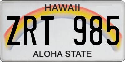 HI license plate ZRT985
