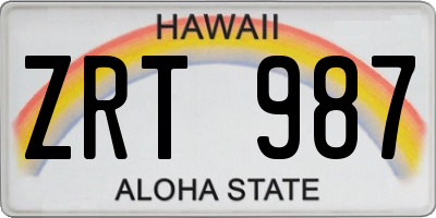 HI license plate ZRT987