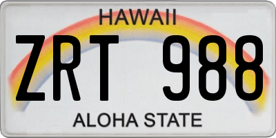 HI license plate ZRT988