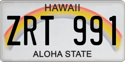HI license plate ZRT991