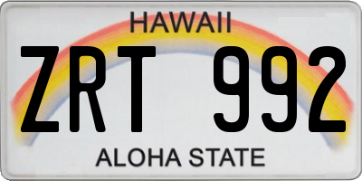 HI license plate ZRT992