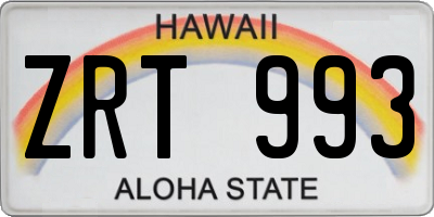 HI license plate ZRT993