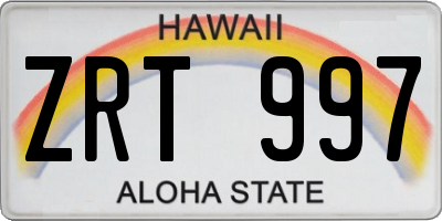 HI license plate ZRT997