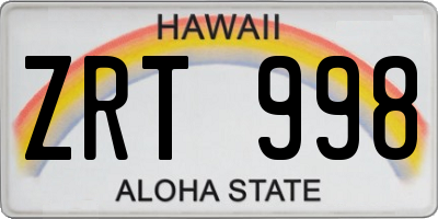 HI license plate ZRT998