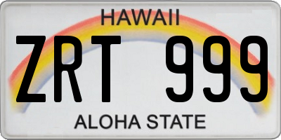HI license plate ZRT999