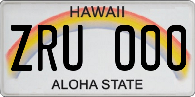 HI license plate ZRU000