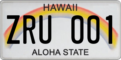 HI license plate ZRU001