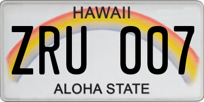 HI license plate ZRU007