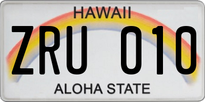 HI license plate ZRU010