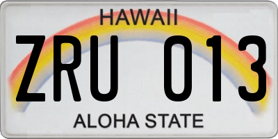 HI license plate ZRU013