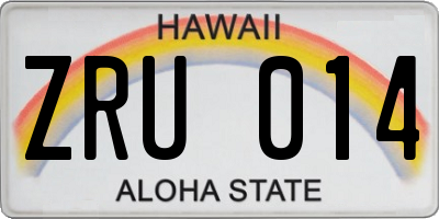 HI license plate ZRU014