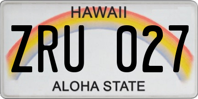 HI license plate ZRU027