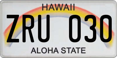 HI license plate ZRU030