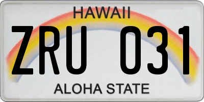 HI license plate ZRU031