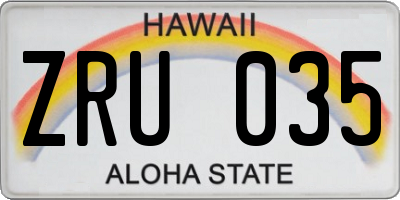 HI license plate ZRU035