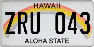 HI license plate ZRU043