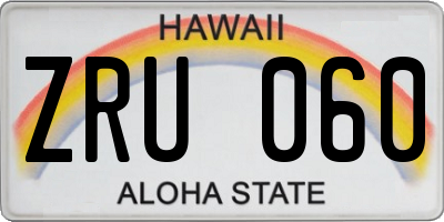 HI license plate ZRU060