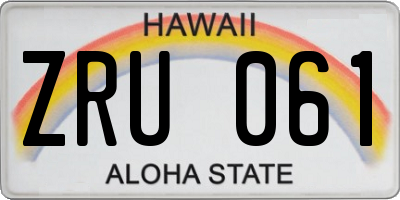 HI license plate ZRU061