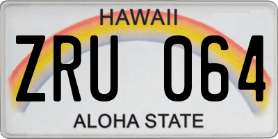 HI license plate ZRU064