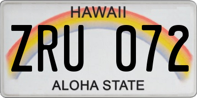 HI license plate ZRU072