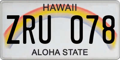 HI license plate ZRU078