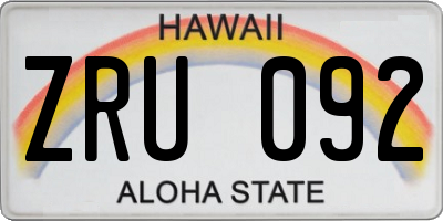 HI license plate ZRU092